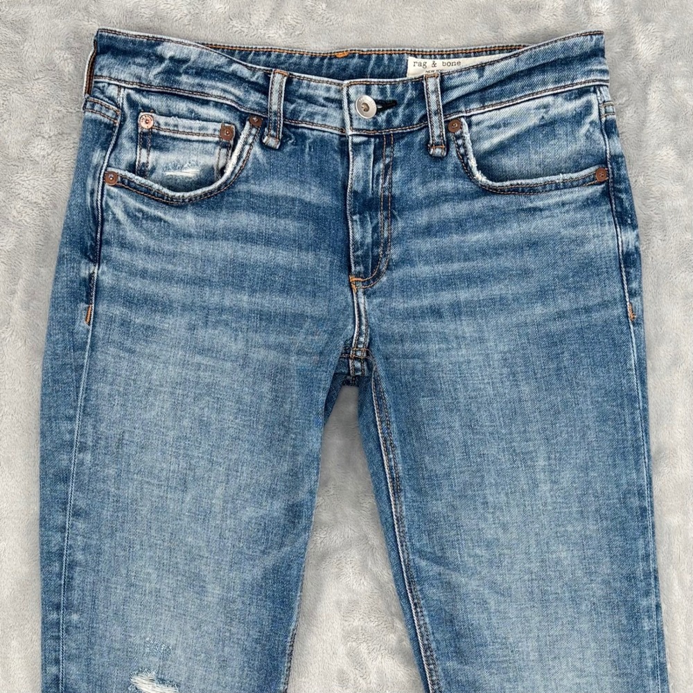 Rag & Bone Jeans Womens 24 Fits 27x29.5 Dre Low-Rise Slim Boyfriend Distressed